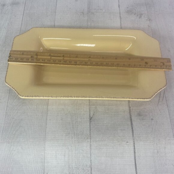 Taste of Home Entertaining Yellow Brown Edge Large Rim Ceramic Serving Tray - Picture 9 of 16